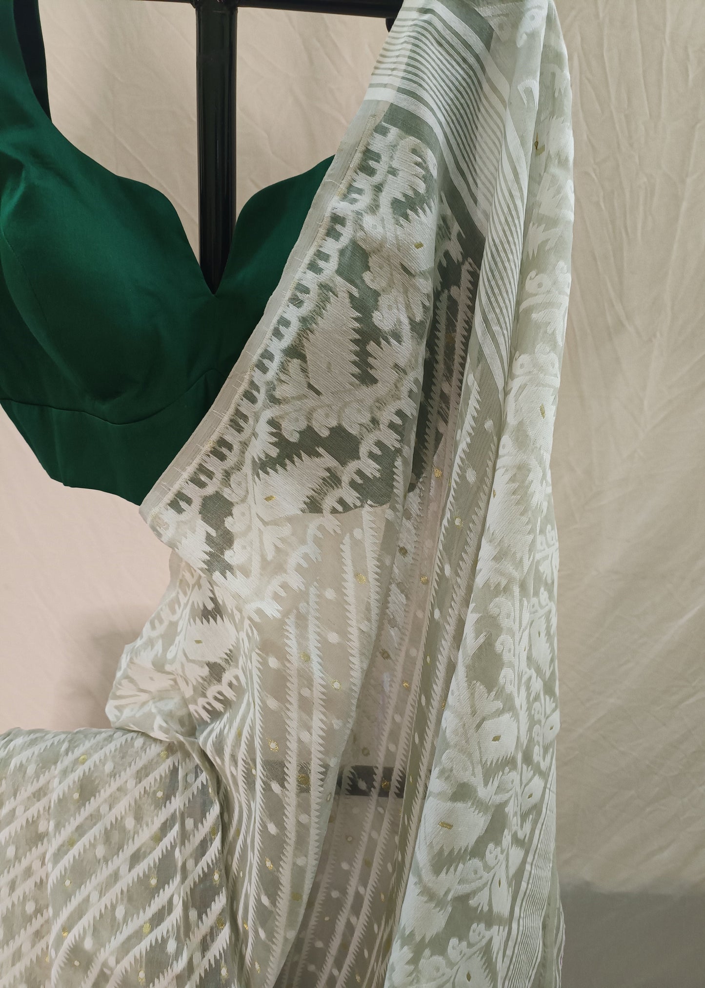 Shwetika Sage Jamdani Cotton Saree
