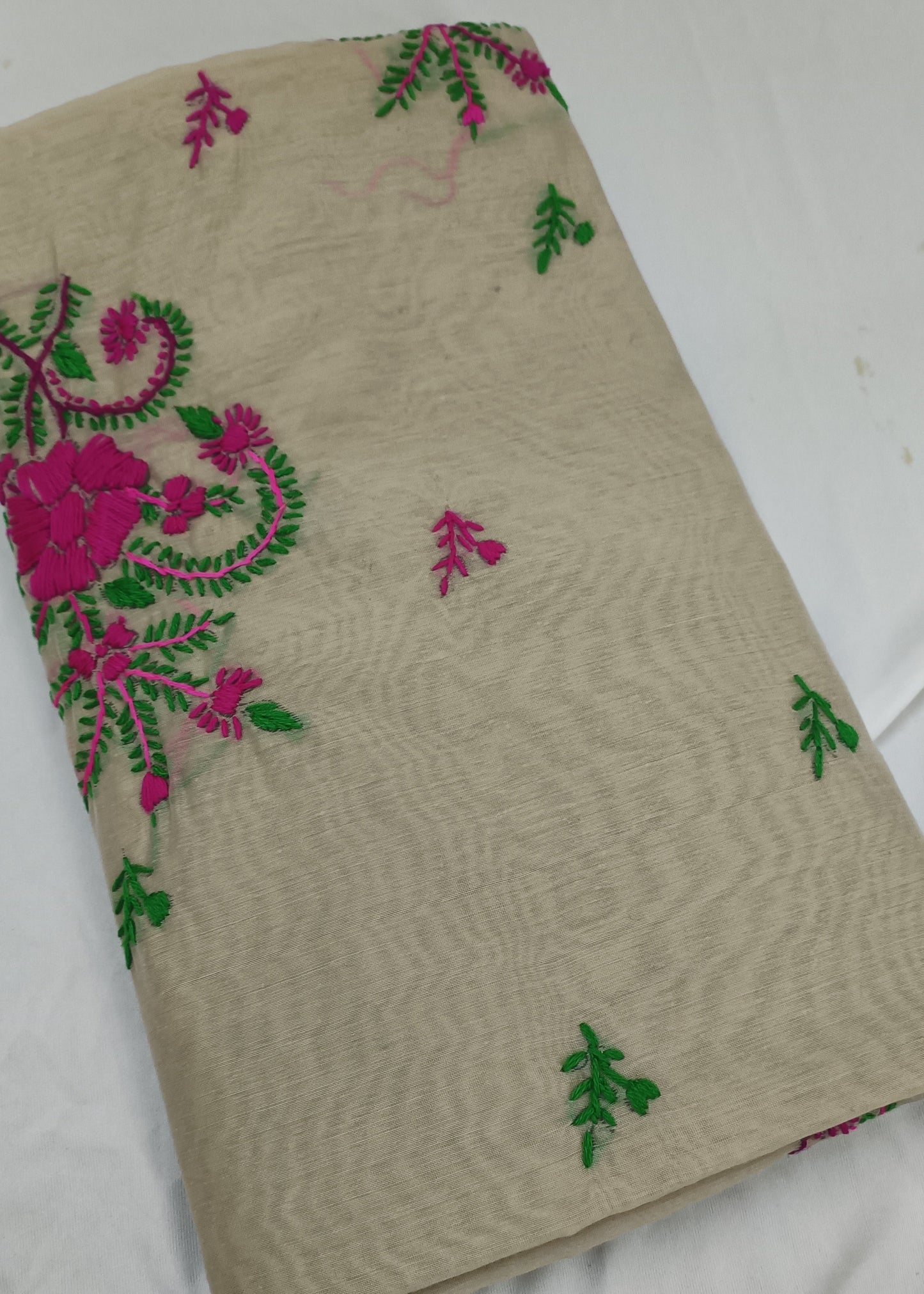 Madhurima Ivory Threadwork Cotton Saree