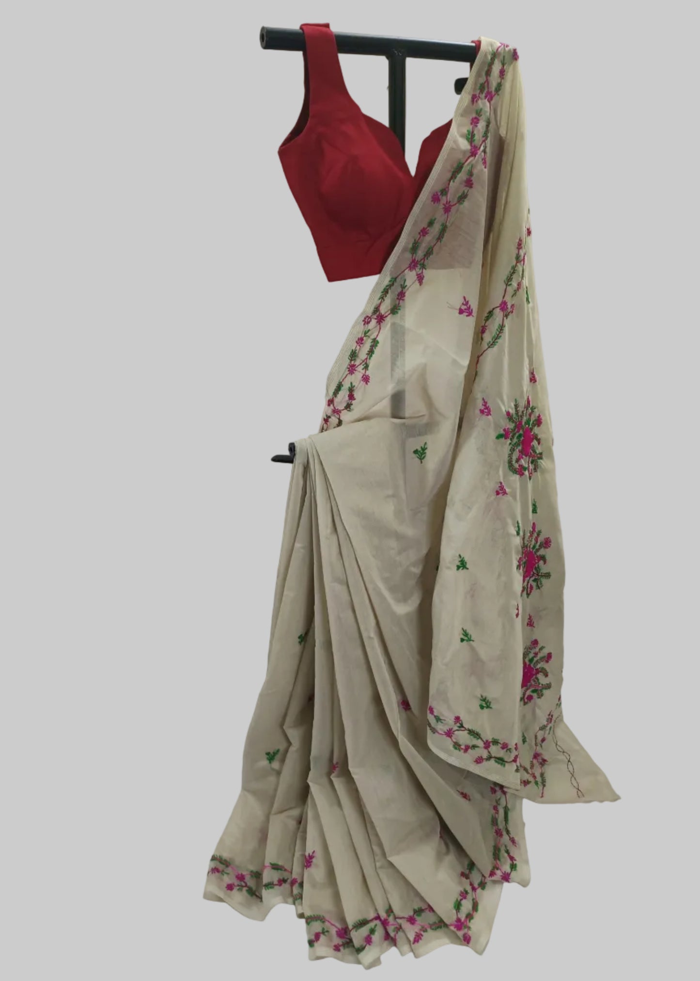 Madhurima Ivory Threadwork Cotton Saree