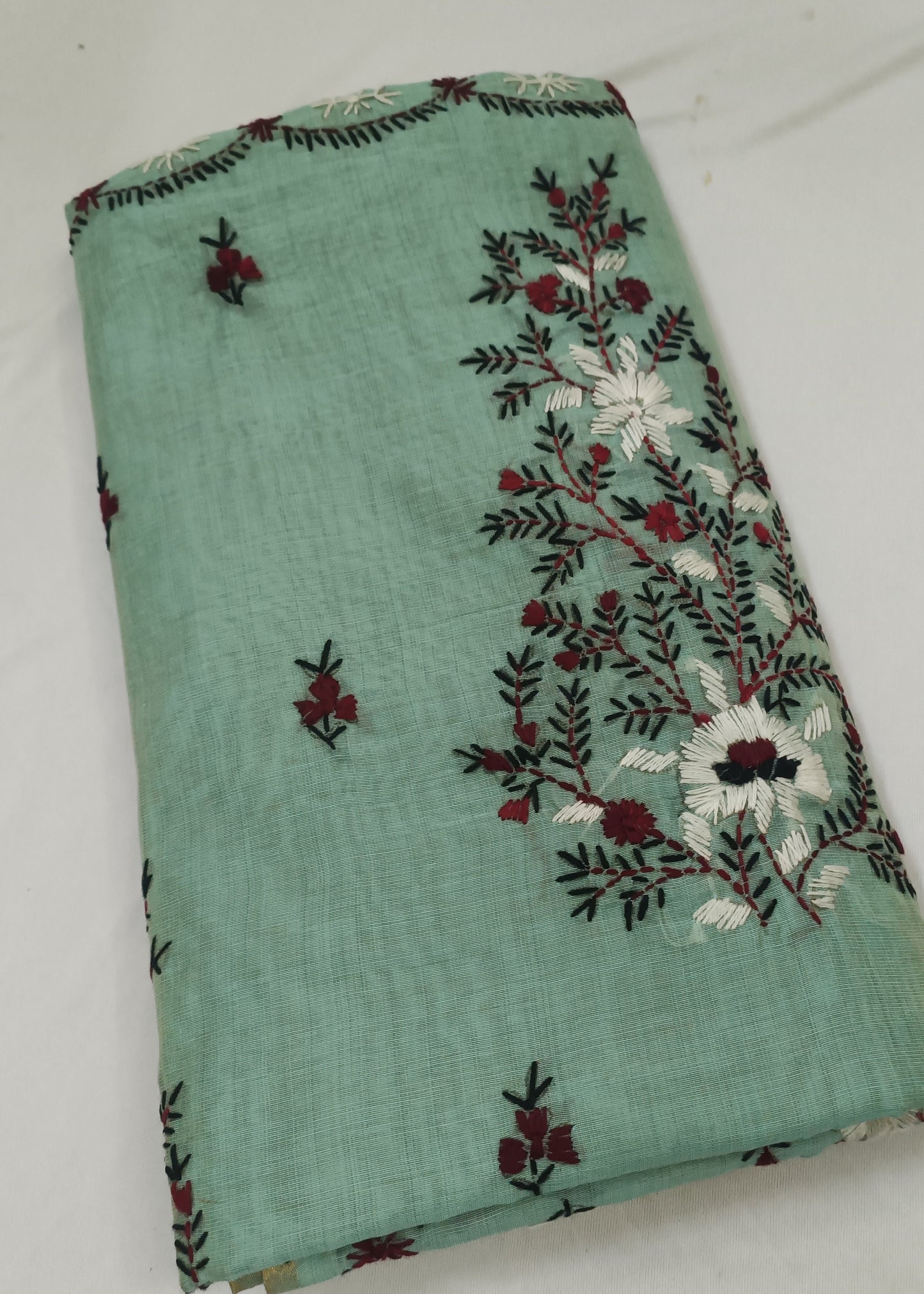Neerja Mint Threadwork Cotton Saree
