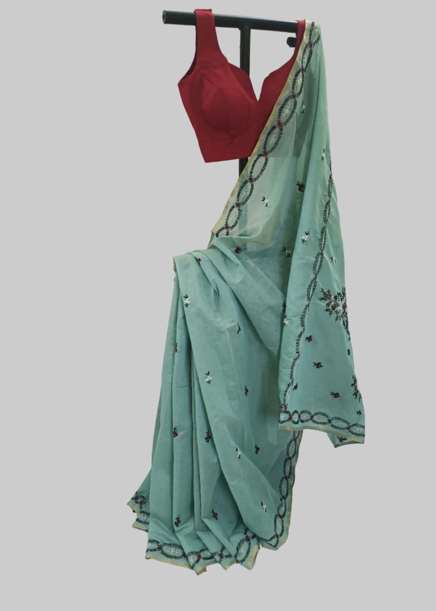 Neerja Mint Threadwork Cotton Saree