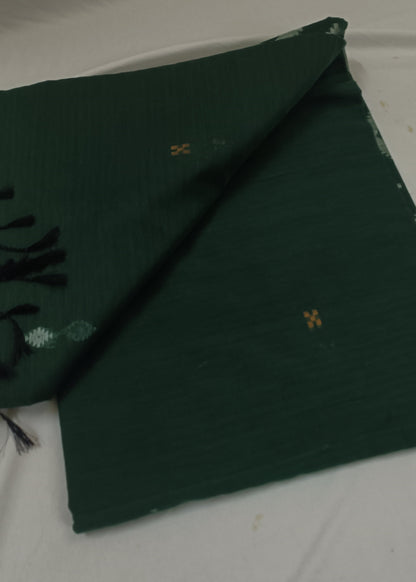 Vanamala Emerald Linen Jamdani Saree