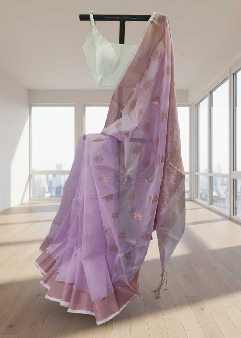 Vanya Blush Pink Linen Saree