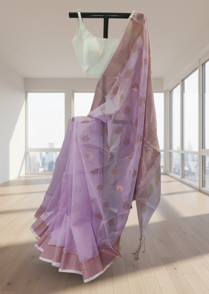 Vanya Blush Pink Linen Saree