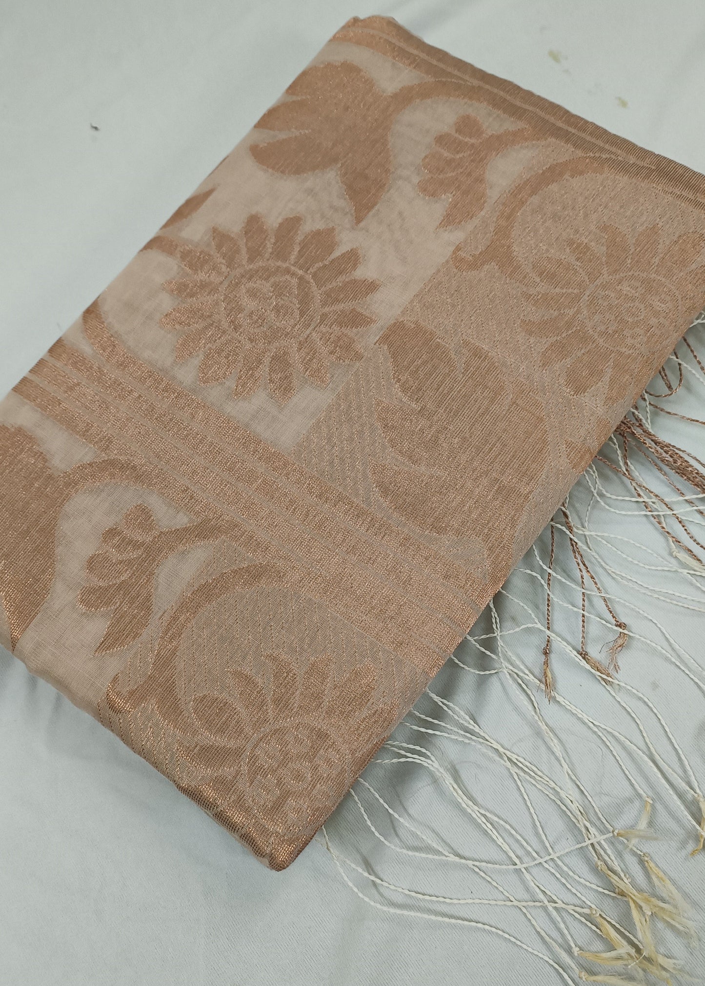 Aarini Blush Beige Linen Saree