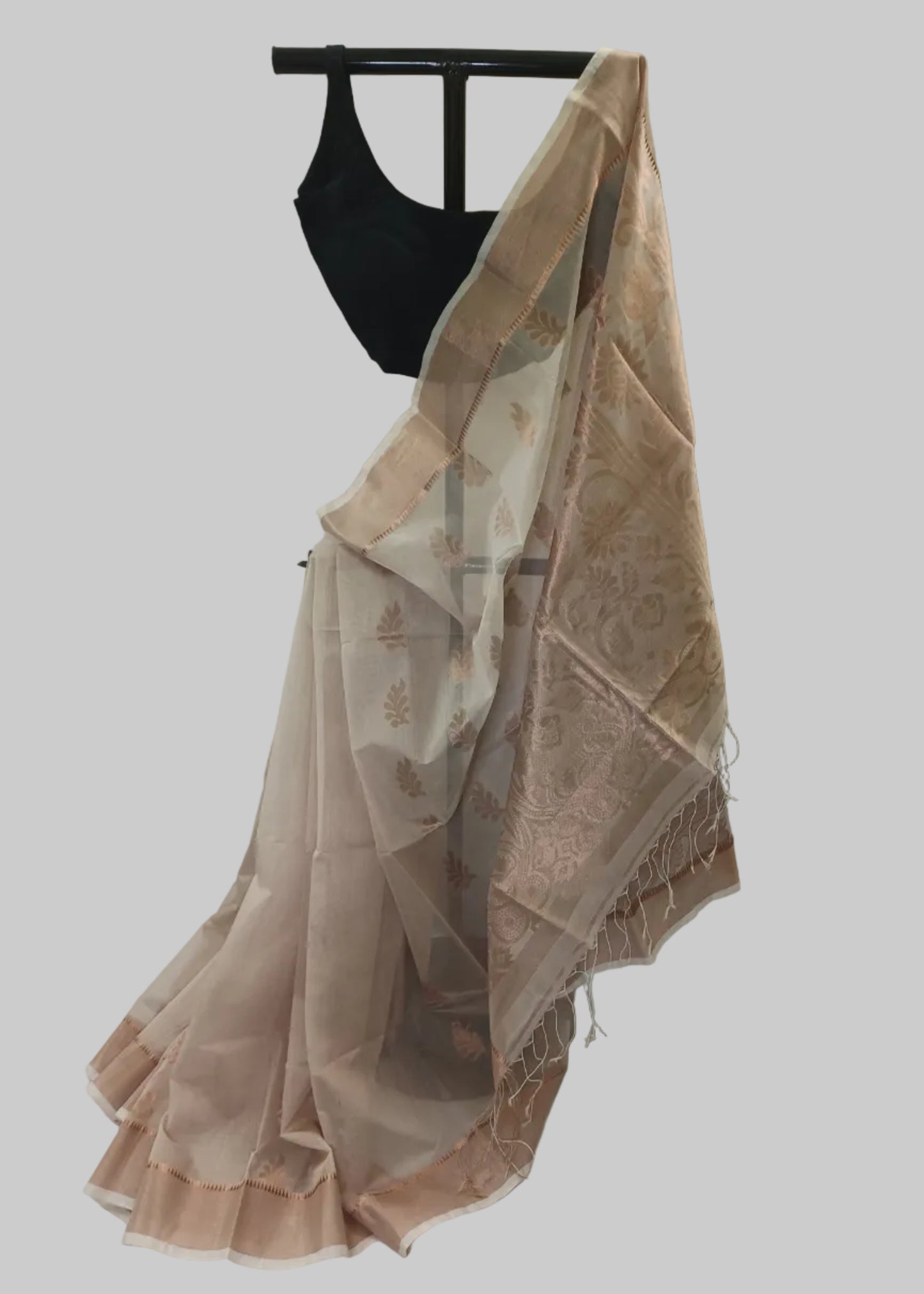 Aarini Blush Beige Linen Saree