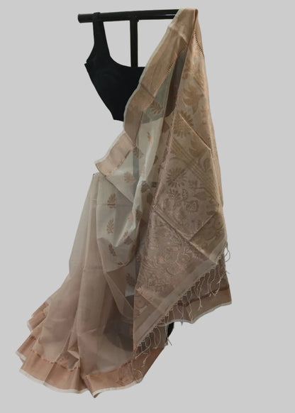 Aarini Blush Beige Linen Saree