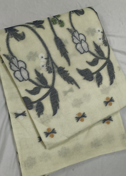 Aavya Ivory Cotton Saree