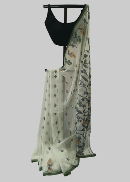 Aavya Ivory Cotton Saree