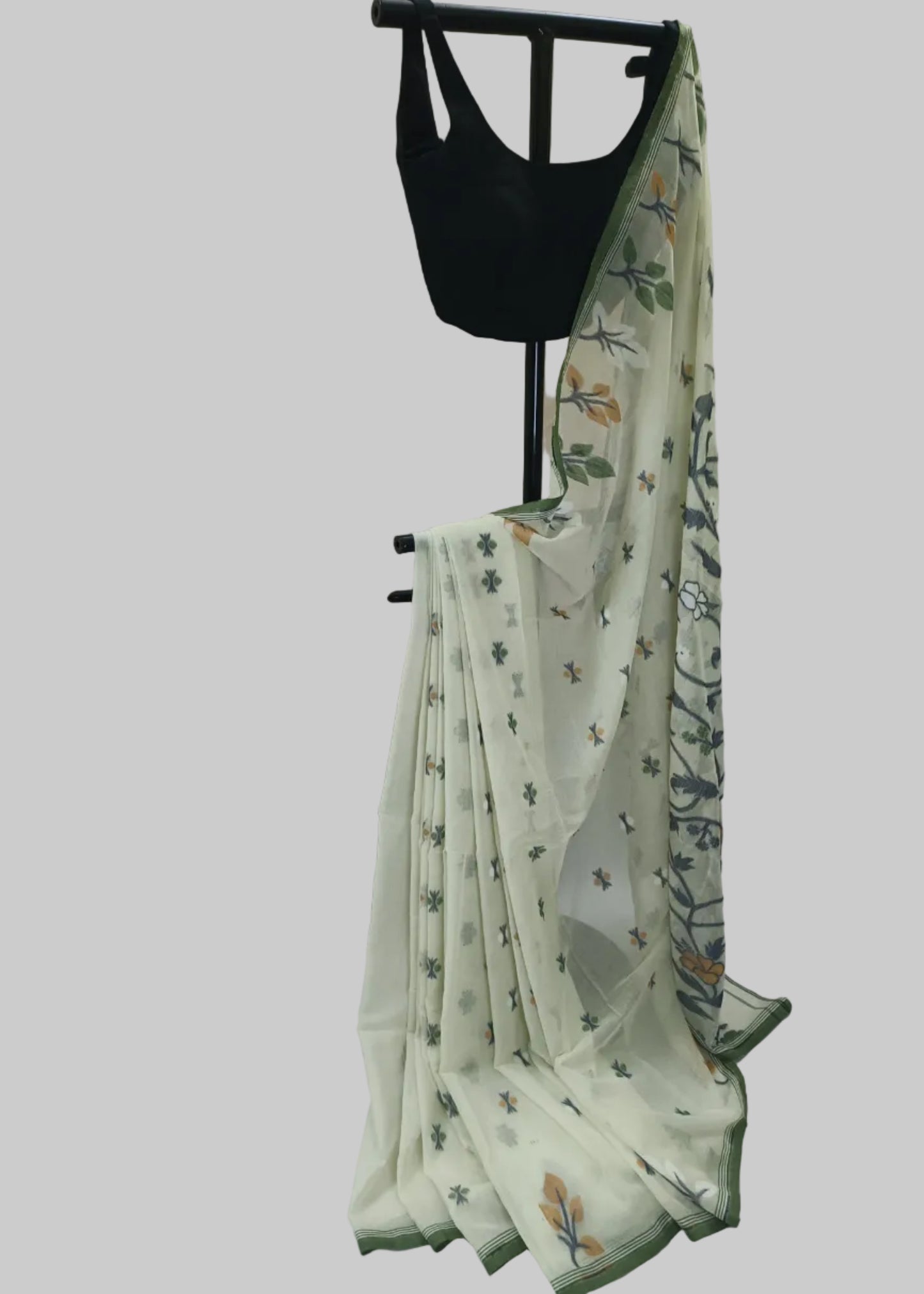 Aavya Ivory Cotton Saree