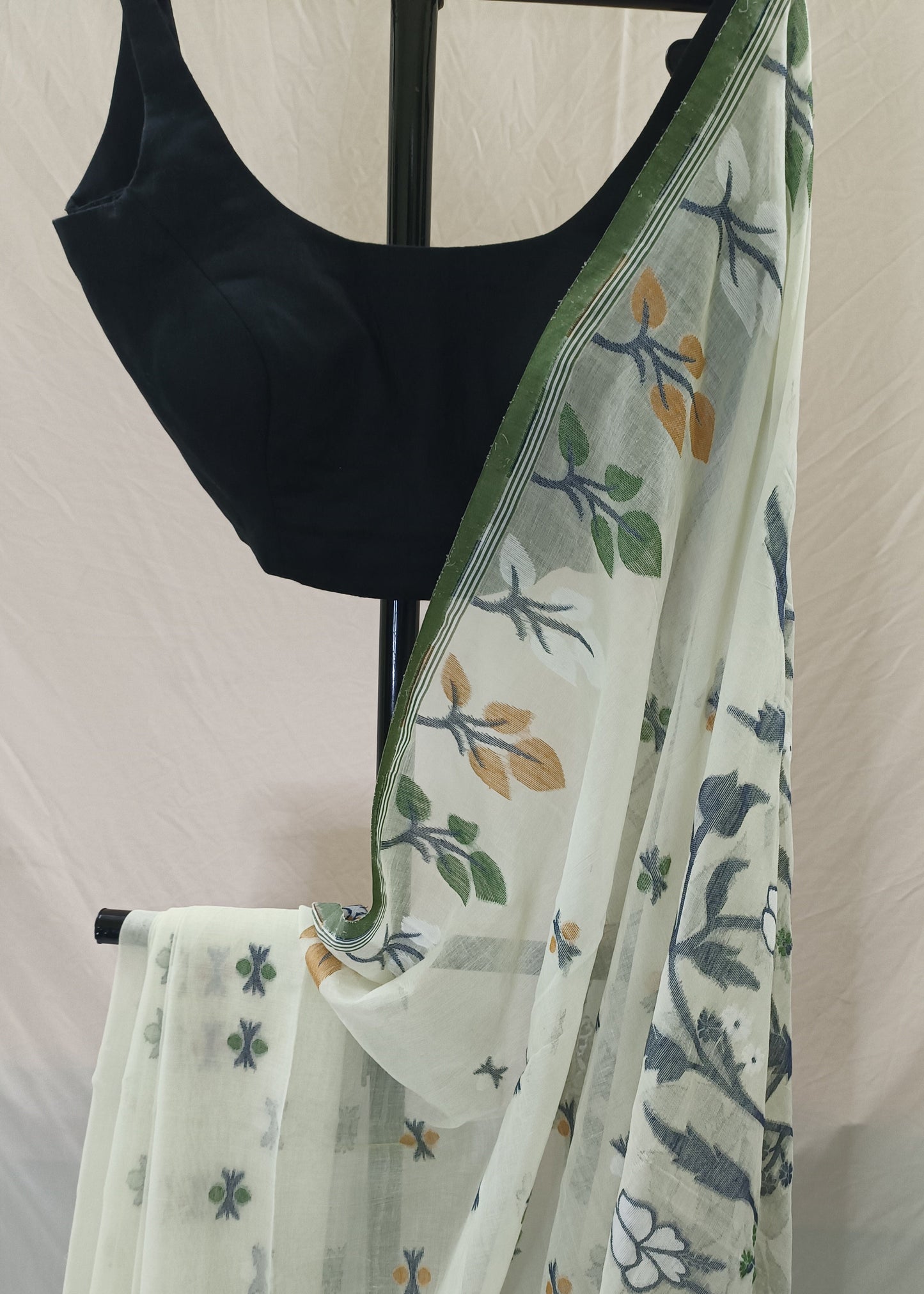 Aavya Ivory Cotton Saree