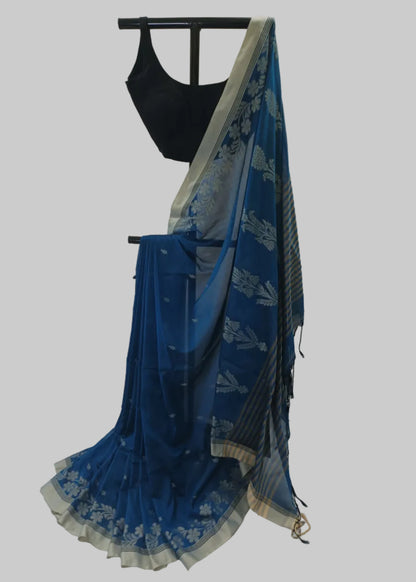 Meghna Blue Cotton Saree