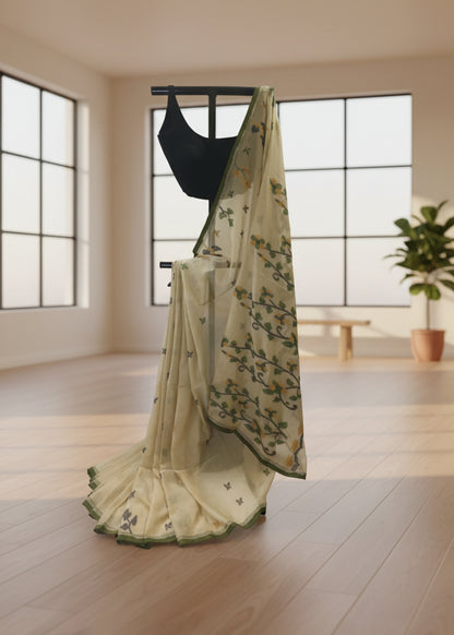 ivory crea cotton saree