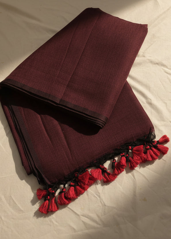 Raag Wine Mul Cotton Saree