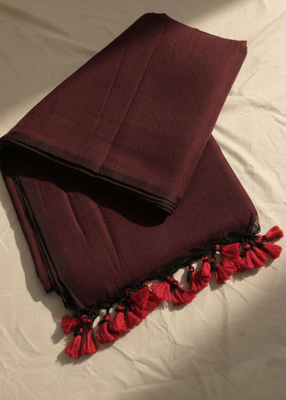 Raag Wine Mul Cotton Saree