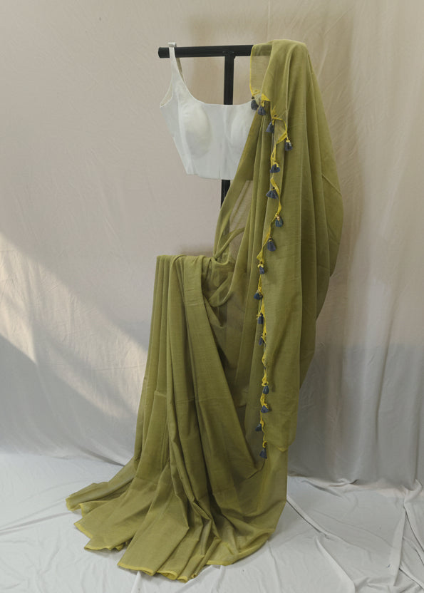Pehar Lime Mul Cotton Saree