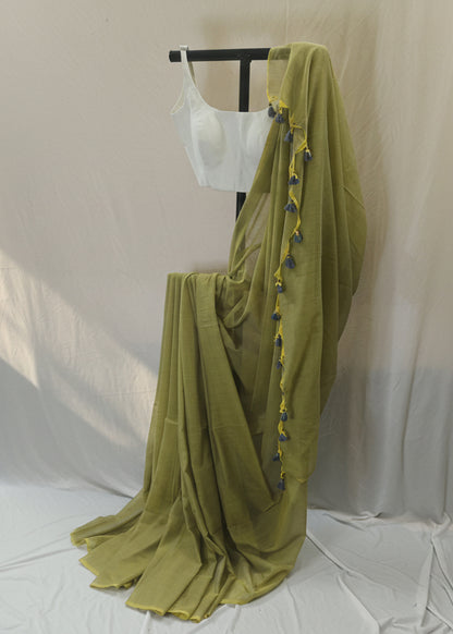 Pehar Lime Mul Cotton Saree