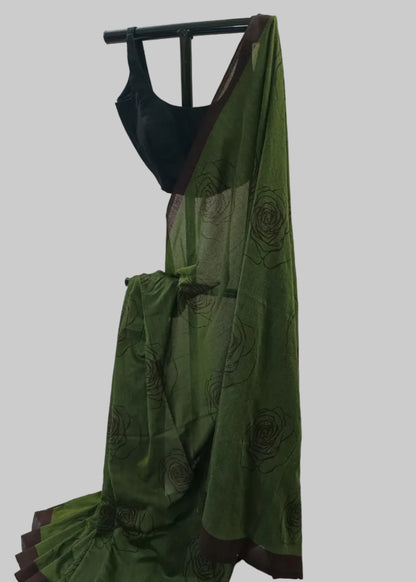 Zariya Forest Rose Cotton Saree