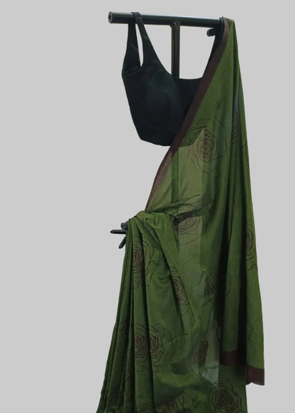 Zariya Forest Rose Cotton Saree