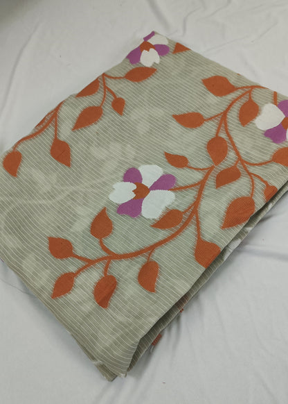 Folded fabric with floral pattern on a white background