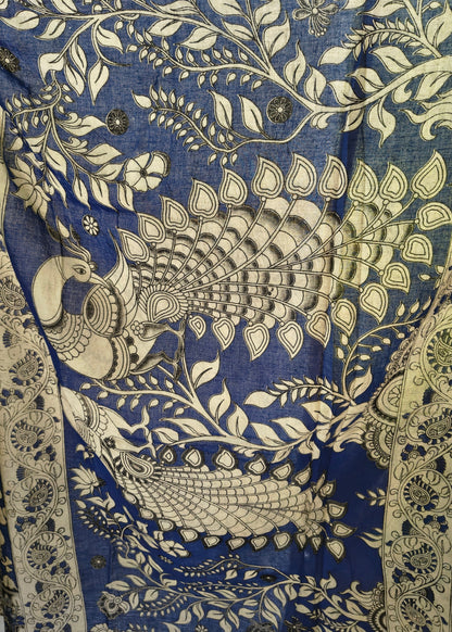 Neelkanthi Kalamkari Cotton Saree