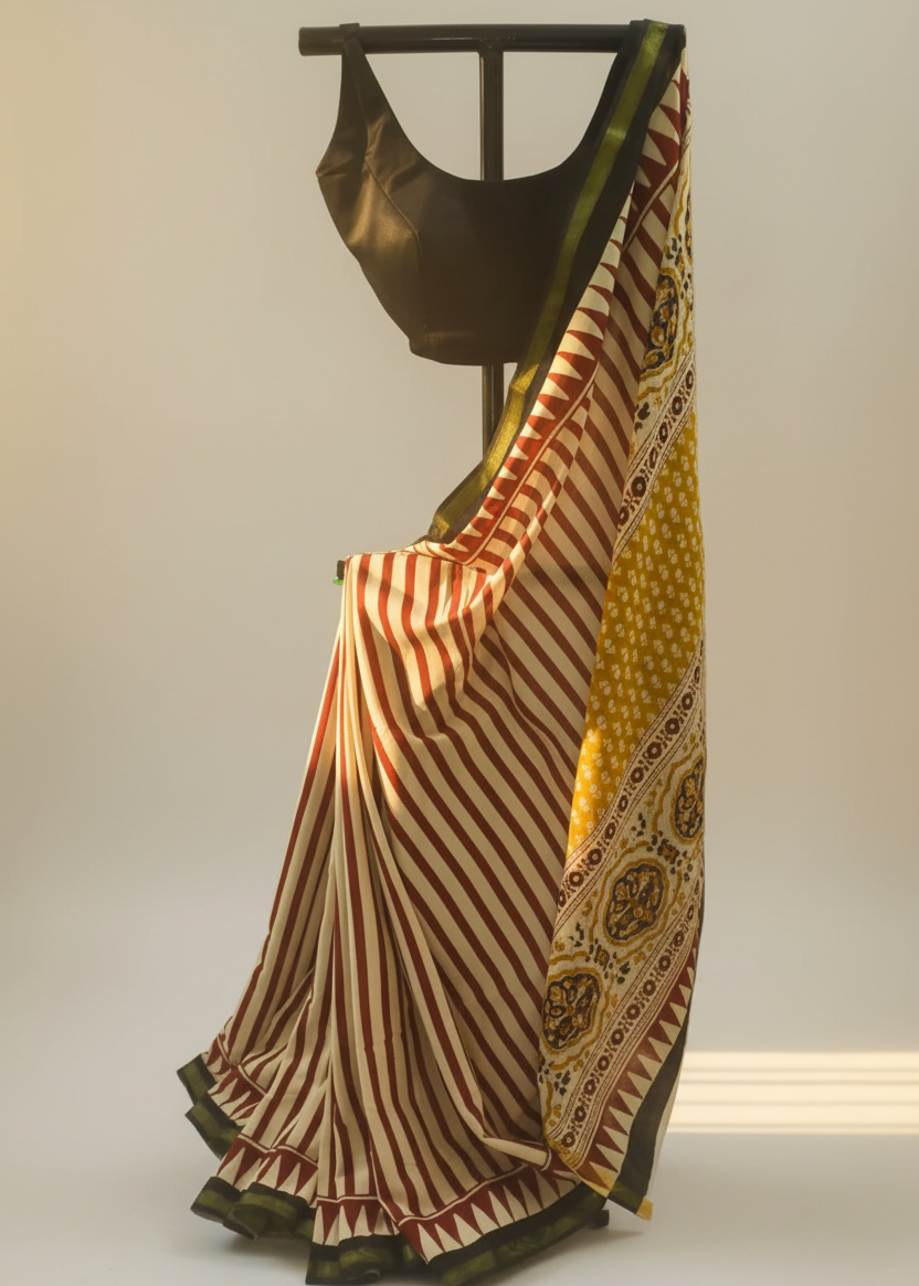 Vasundhara Ajrakh Cotton Saree