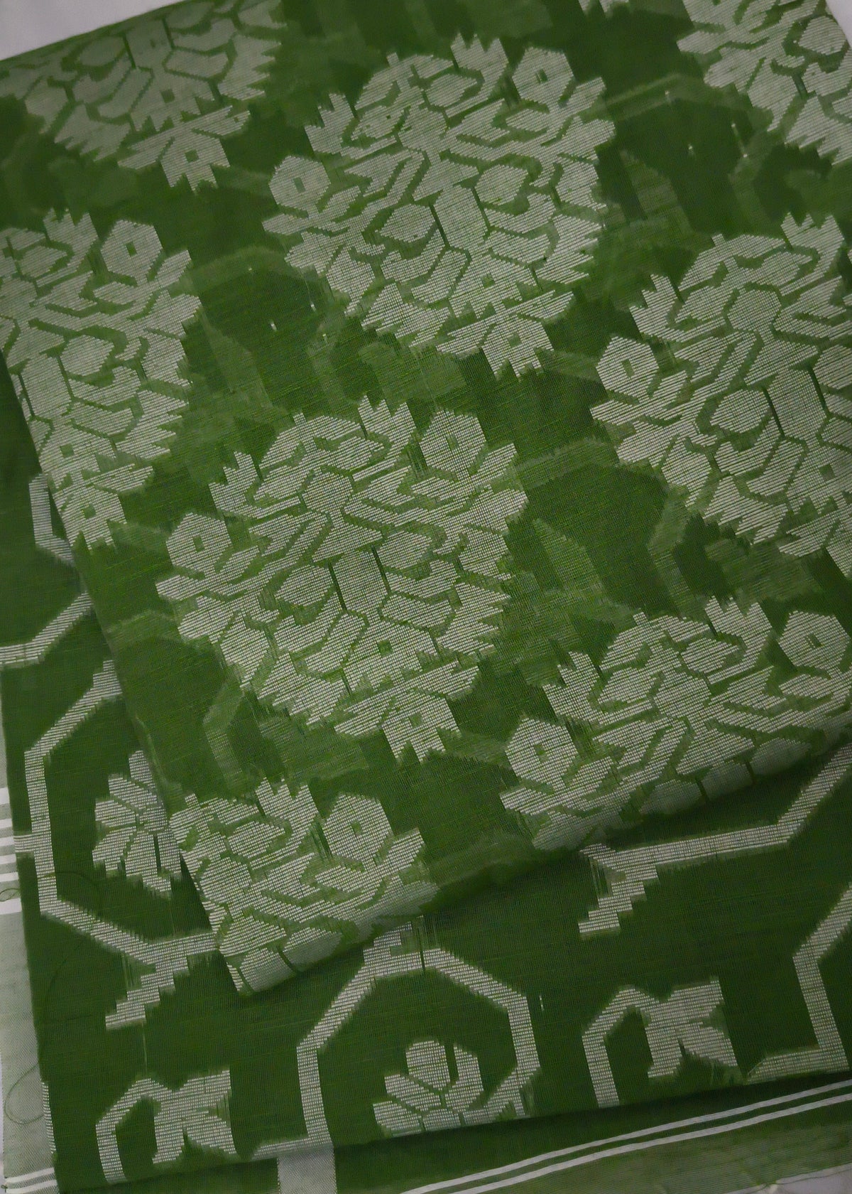 Aranya Green Jamdani Linen Saree