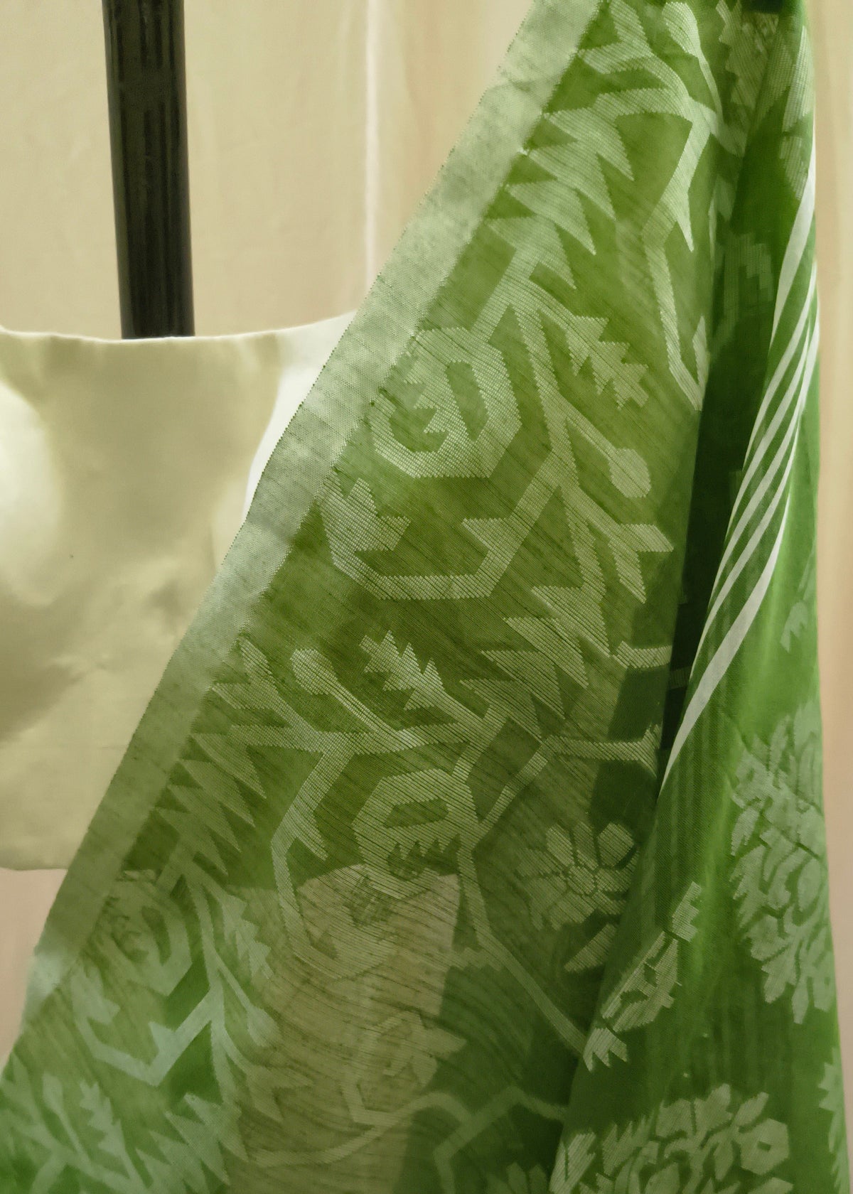 Aranya Green Jamdani Linen Saree