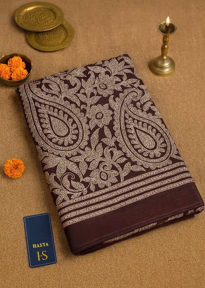 Kashi Maroon Pure Silk-Cotton Saree
