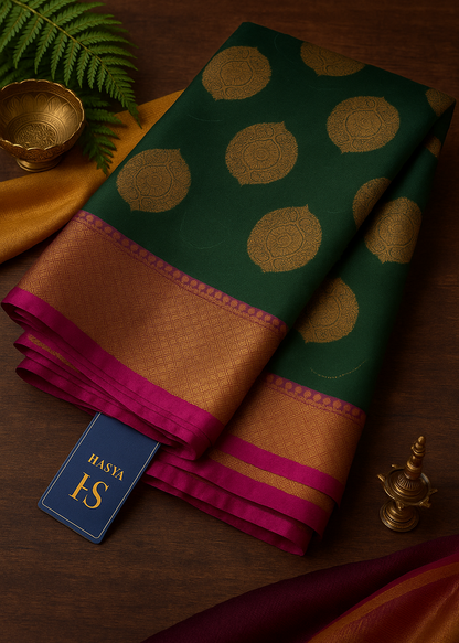 Mehruvana Green Zari Linen Saree