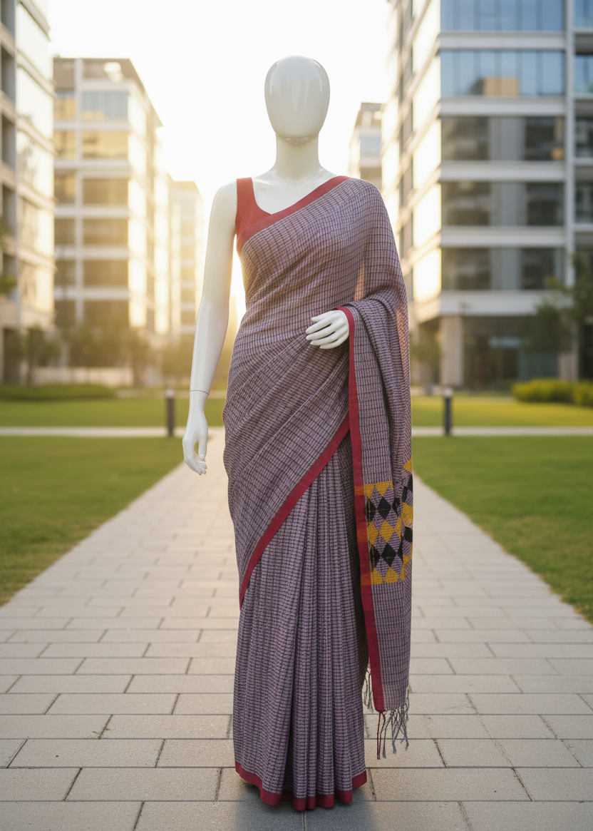 Kantha stitch cotton saree