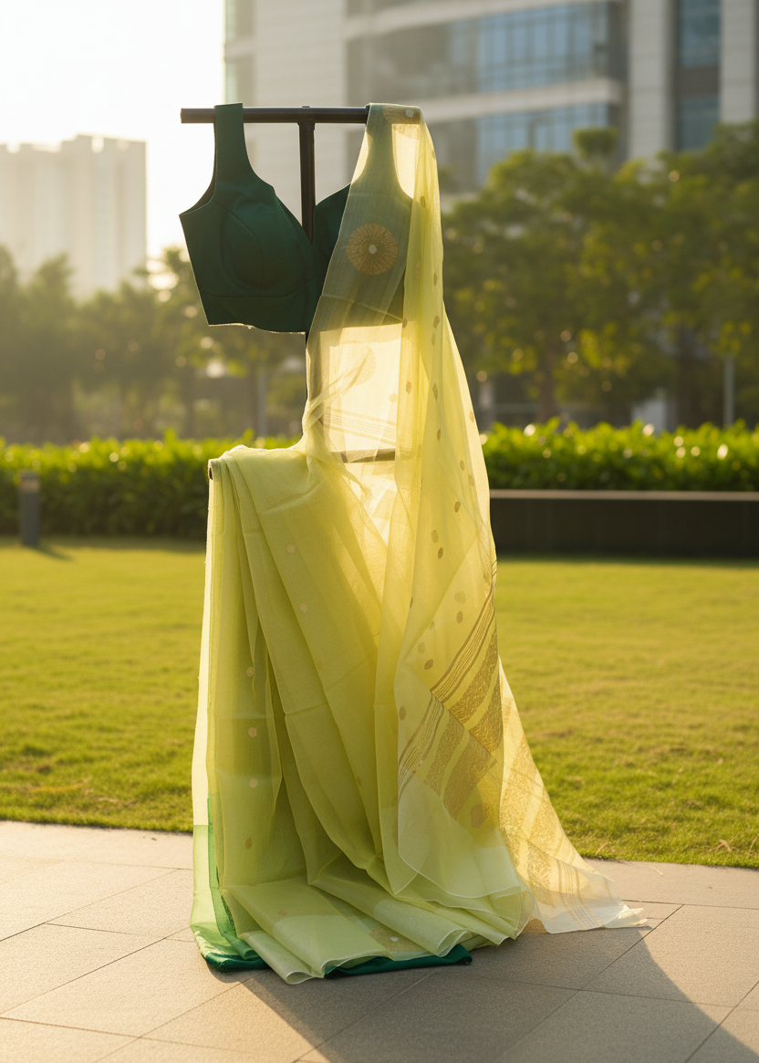 Aamrekha linen saree