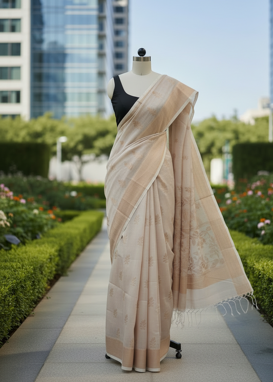 Aarini Blush Beige Linen saree