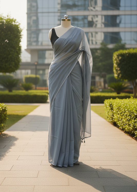 Aashi Grey Mul Cotton saree