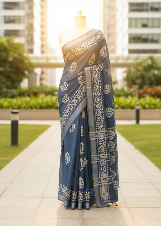 Ahalya Indigo Cotton saree