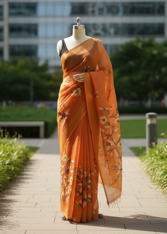 Amber Grove Muslin Jamdani Saree