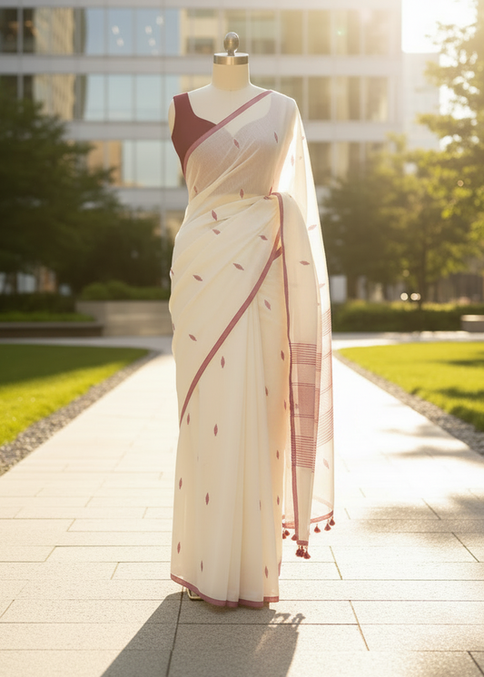 Chandrika Ivory Cotton saree 