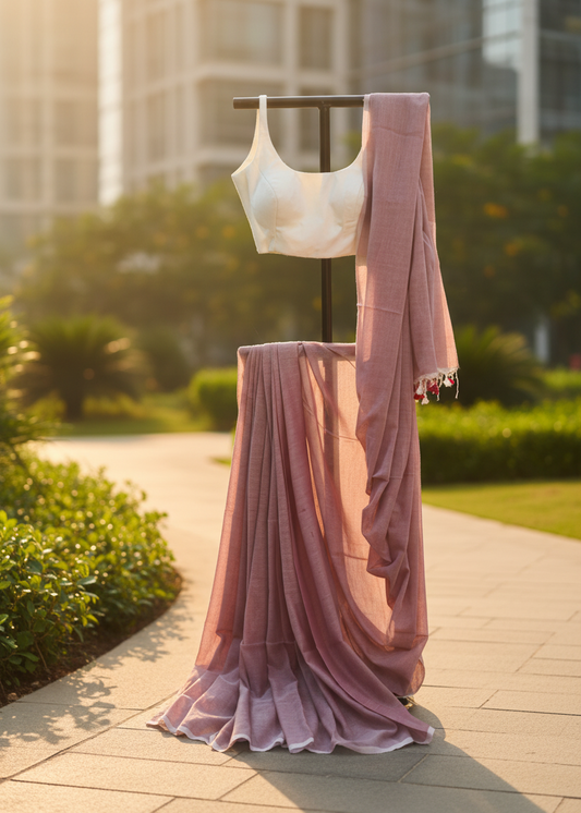 Dusky Dahlia Mul Cotton saree