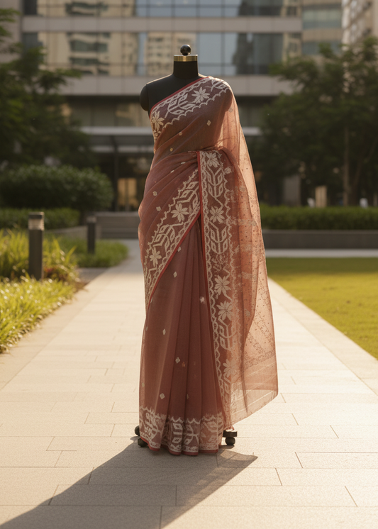 Golapmridu Jamdani Linen saree