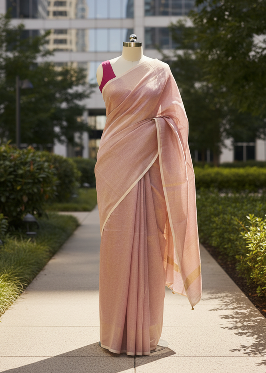 Gulchhadi Gold Tissue Linen saree