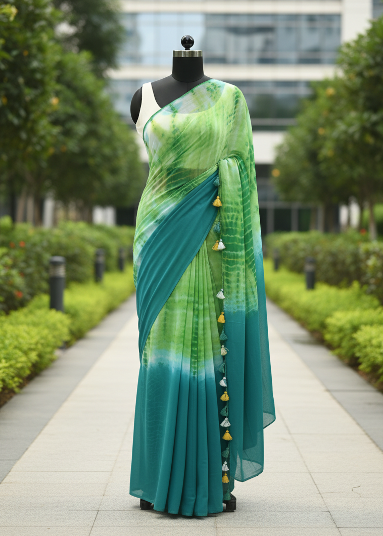 Haritjal Printed Mul Cotton saree