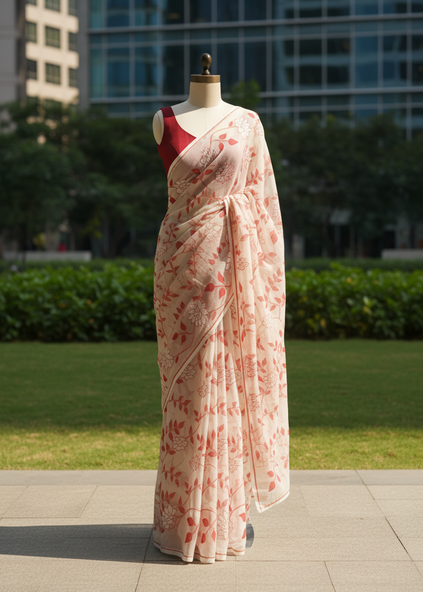 Kamal Jamdani Muslin Saree