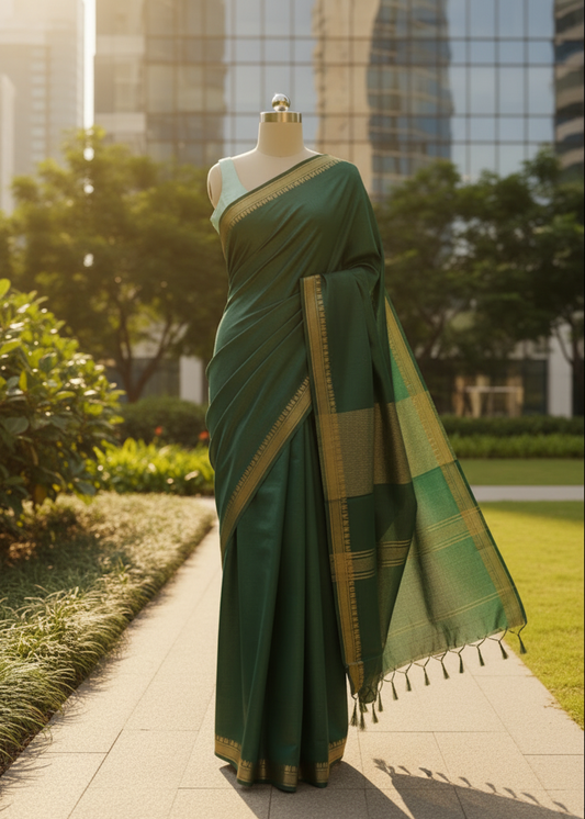 Karunya Green Mangalgiri Cotton saree