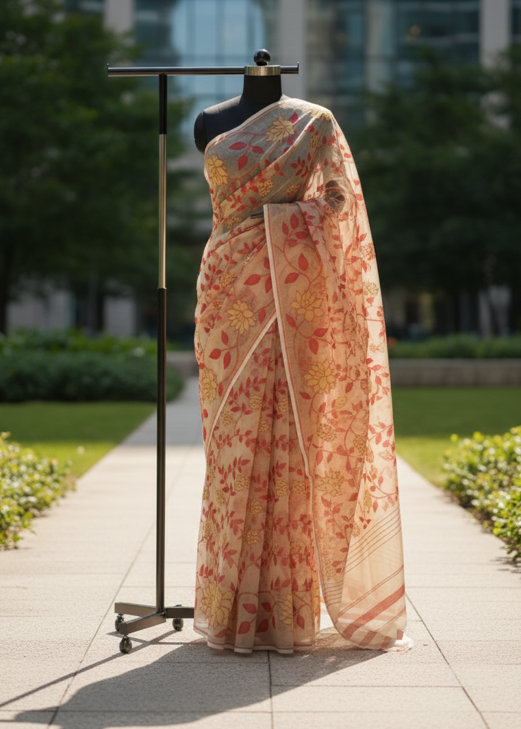 Komol Pankhuri Jamdani cotton saree