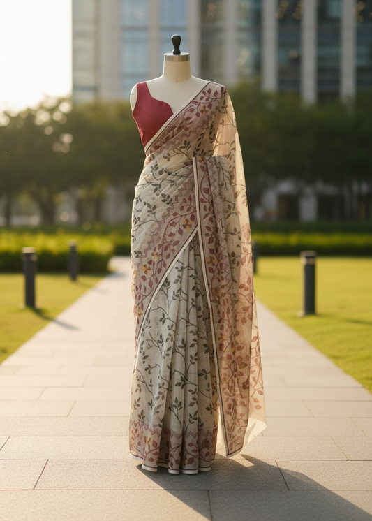 Madhuvan Jamdani Muslin saree