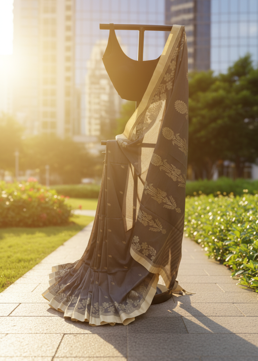 Meher Charcoal Floral saree