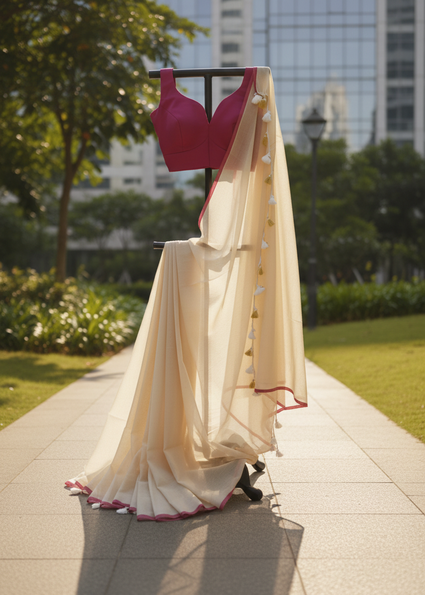 Mrinalini Peach Mul Cotton saree
