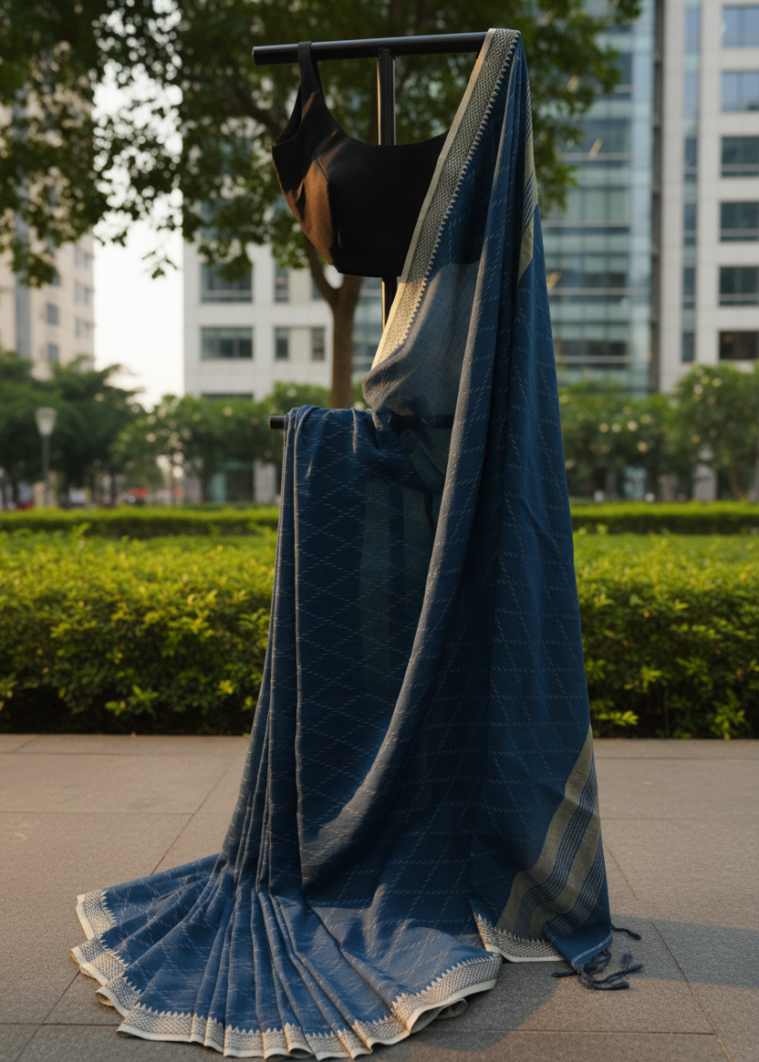 Neel Sutra Cotton saree