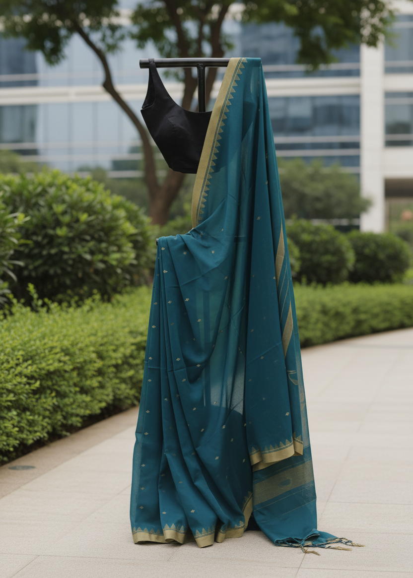Neelambara Cotton Jamdani saree