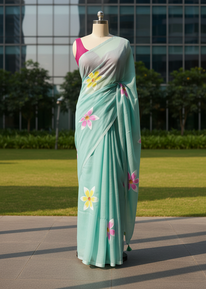 Neelpushpa Mul Cotton saree